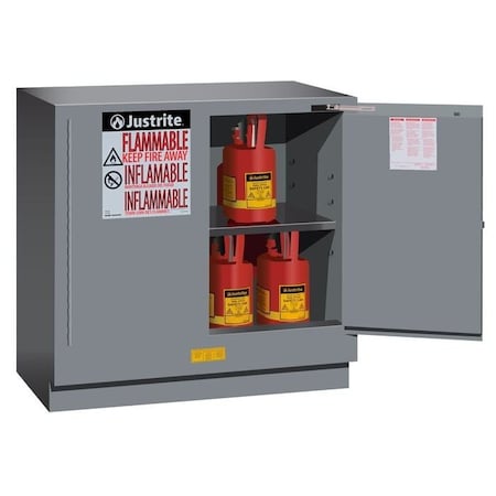 Justrite 22 gal, 1 Shelves, 18-Gauge Steel, 35 in W x 35 in H x 22 in D, Gray 892323